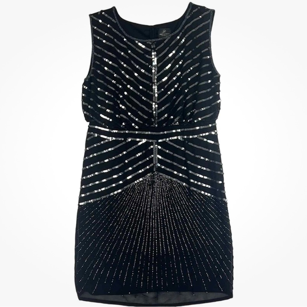 Adrianna Papell Black and Silver Sleeveless Dress